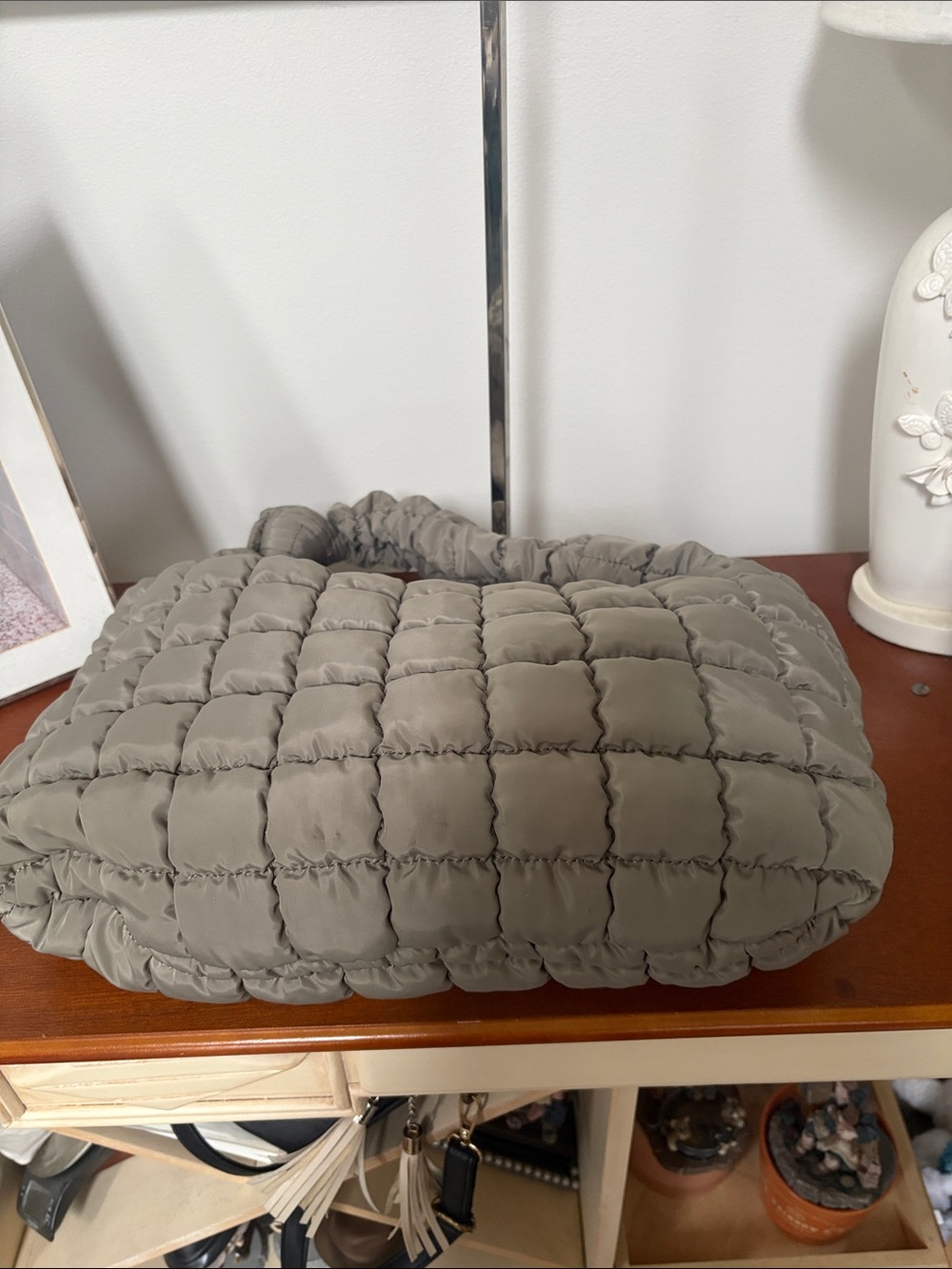 Urban Expressions Quilted Puffer Shoulder Bag - Taupe - Picture 2 of 2